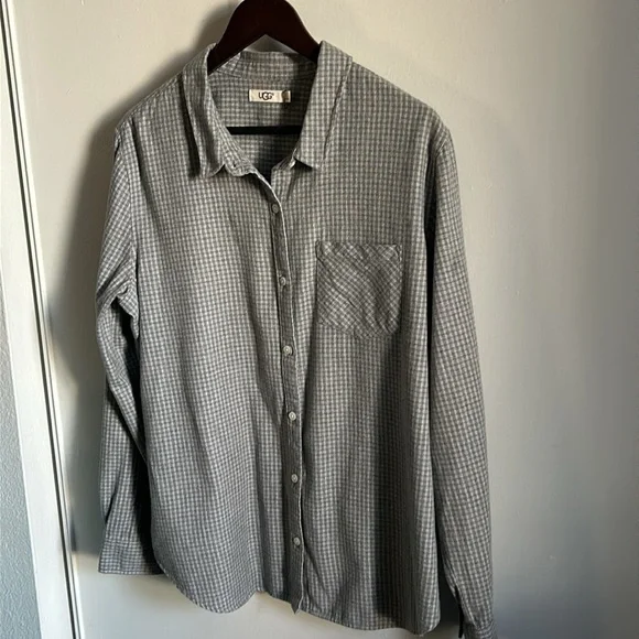 UGG Men’s Brushed Flannel Plaid Checked Long Sleeve Button Down Shirt - Picture 2 of 12